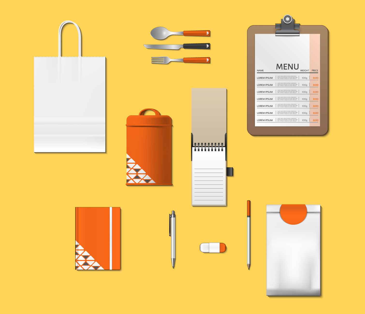 Illustration depicting branded merchandises like notepads, clipboards, and stationeries as a corporate gift idea in Malaysia. 